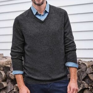 Joseph Abboud Cashmere Golf Sweater Classic V Neck Preppy Tennis Minimalist XXL